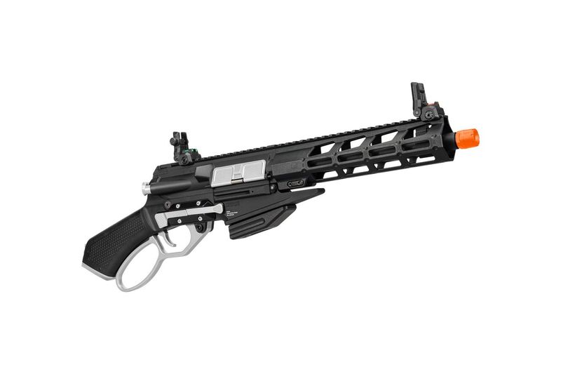 G&amp;G LevAR PLATA S Gas Powered Lever Action Airsoft Rifle – Black/Silver