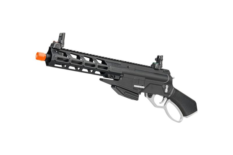 G&amp;G LevAR PLATA S Gas Powered Lever Action Airsoft Rifle – Black/Silver