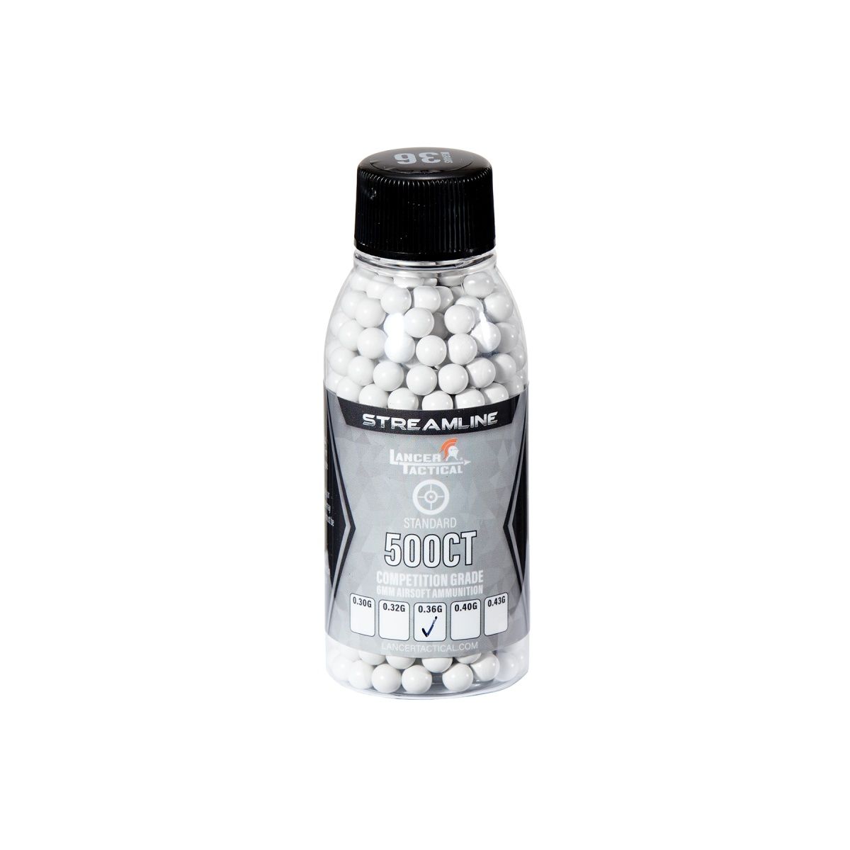 Lancer Tactical Streamline .36g Competition Grade Airsoft BBs – 500 Rounds | White