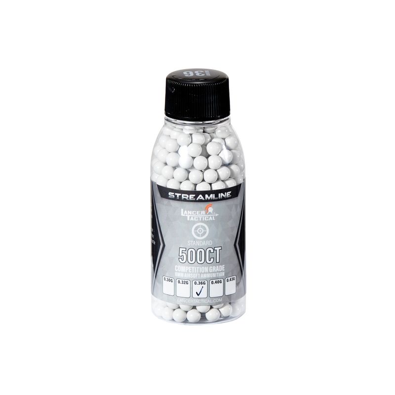 Lancer Tactical Streamline .36g Competition Grade Airsoft BBs – 500 Rounds | White