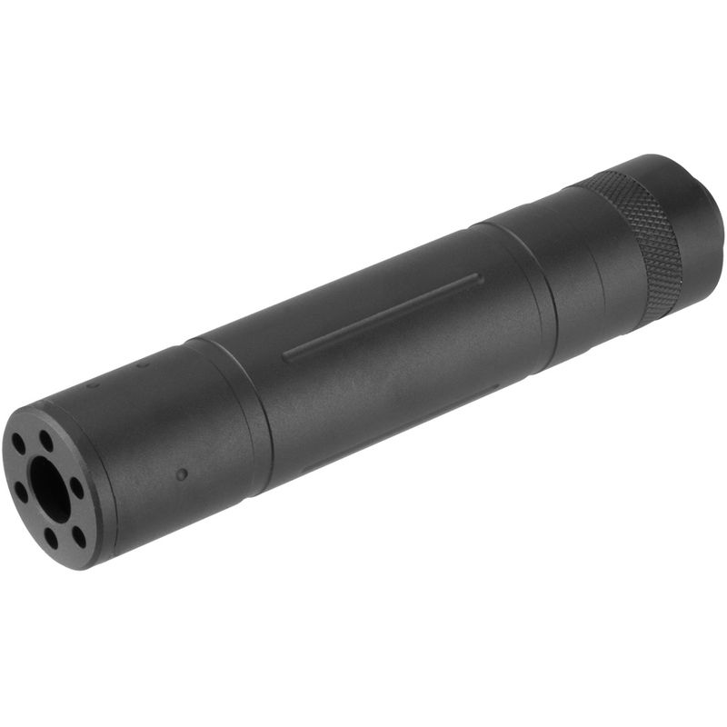 Lancer Tactical 155mm Aluminum Slot-Cut Airsoft Mock Suppressor – 14mm CCW | Black