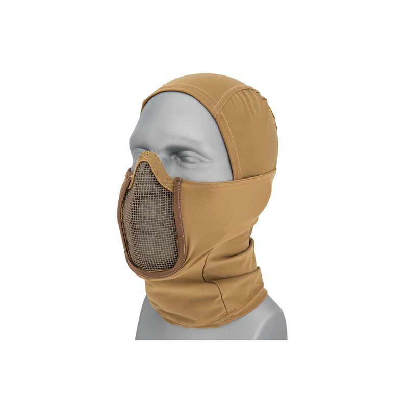 Lancer Tactical Shadow Warrior Hood Mesh Balaclava Face Mask – Black / Tan