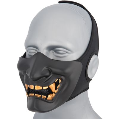 Sentinel Gears Yokai Ogre Airsoft Half Face Mask with Soft Padding – Black/Gold