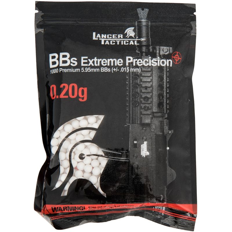 Lancer Tactical .20g Seamless 6mm Airsoft BBs – 1,000 Rounds – White