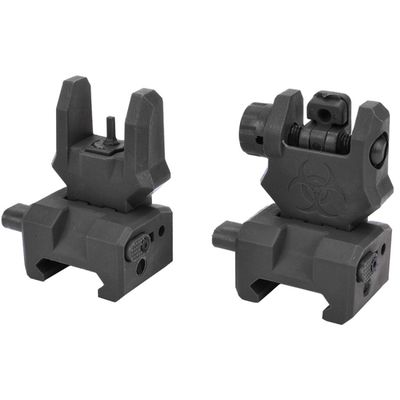 UK Arms ZAA Flip-Up Front and Rear Airsoft Rifle Sight Set – Black