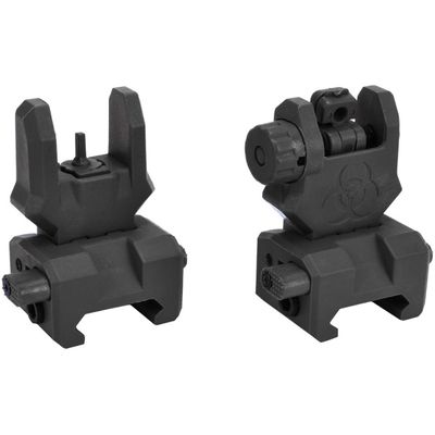 UK Arms ZAA Flip-Up Front and Rear Airsoft Rifle Sight Set – Black