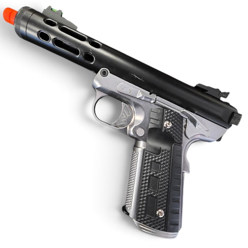 Used WE-Tech Galaxy 1911 Gas Blowback Airsoft Pistol (Color: Black Slide / Silver Frame / Type B Slide) | Pre-Owned