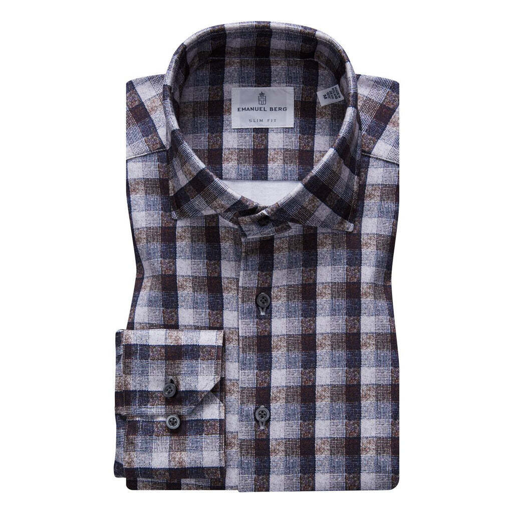 Emanuel Berg Slim Fit 4Flex Plaid Shirt