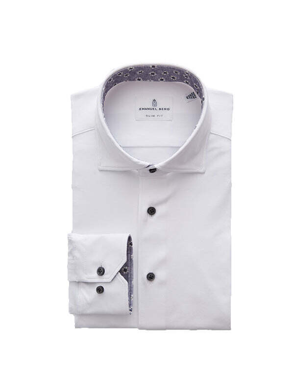 Emanuel Berg Slim Fit Contrast Cuff Solid 4Flex Shirt