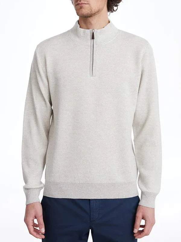 Emanuel Berg Jacquard Knit 1/4 Zip Merino Wool Sweater