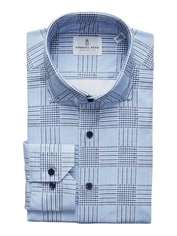 Emanuel Berg Modern Fit Plaid 4Flex Shirt