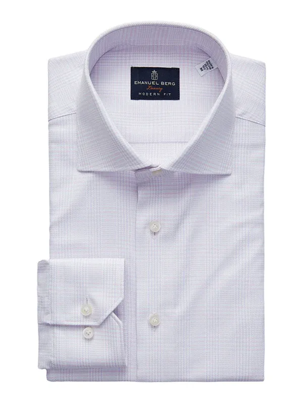 Emanuel Berg Modern Fit Plaid Performance Yarn Dress Shirt