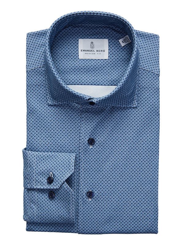 Emanuel Berg Modern Fit Two-Tone Box Print 4Flex Shirt