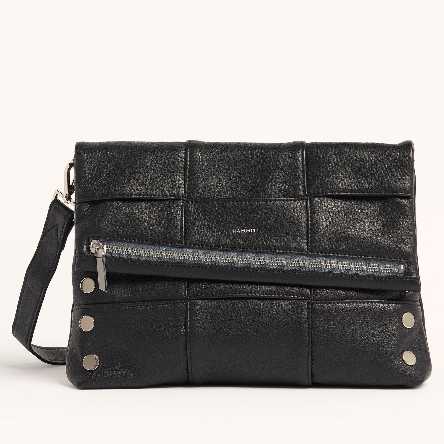 Hammitt VIP Large Crossbody Clutch Bag, Color: Black Weave/Silver