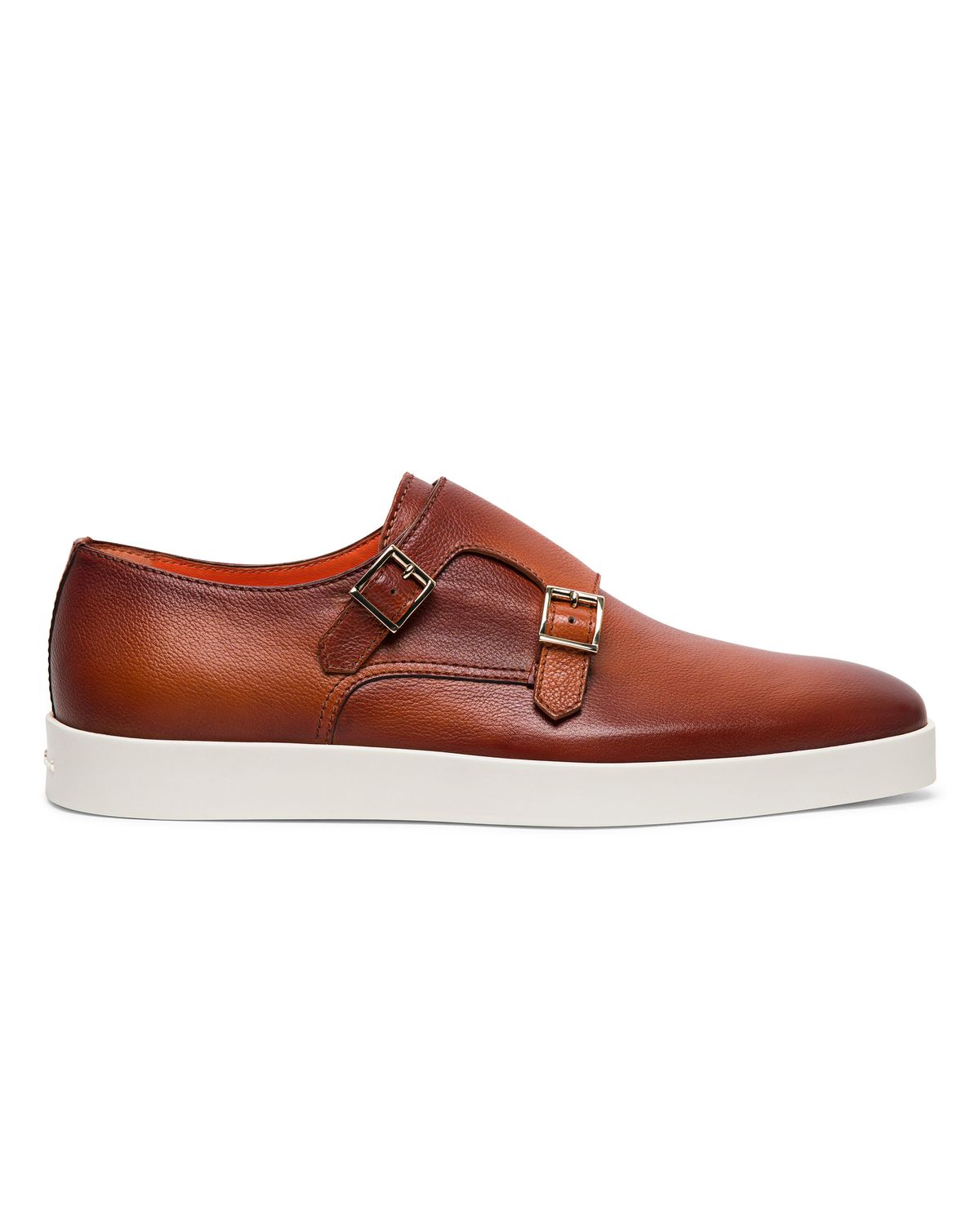 Santoni Pebble Grain Bankable Monk Strap Buckle Shoes