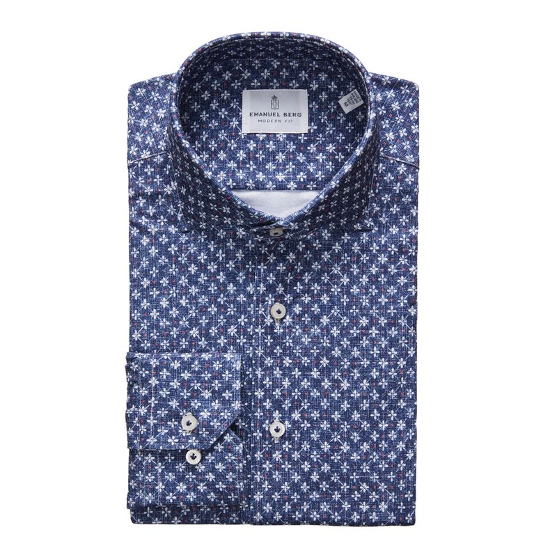 Emanuel Berg Modern Fit Floral Print 4Flex Shirt