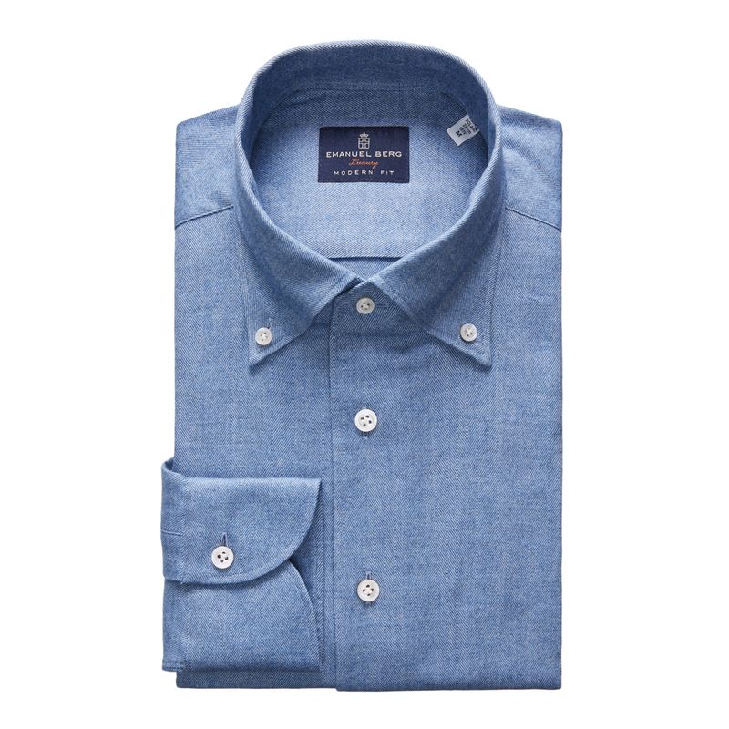 Emanuel Berg Modern Fit Herringbone Flannel Shirt