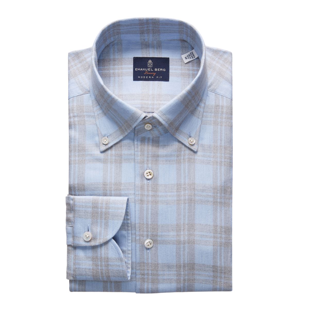 Emanuel Berg Modern Fit Brushed Dusty Plaid Flannel Shirt