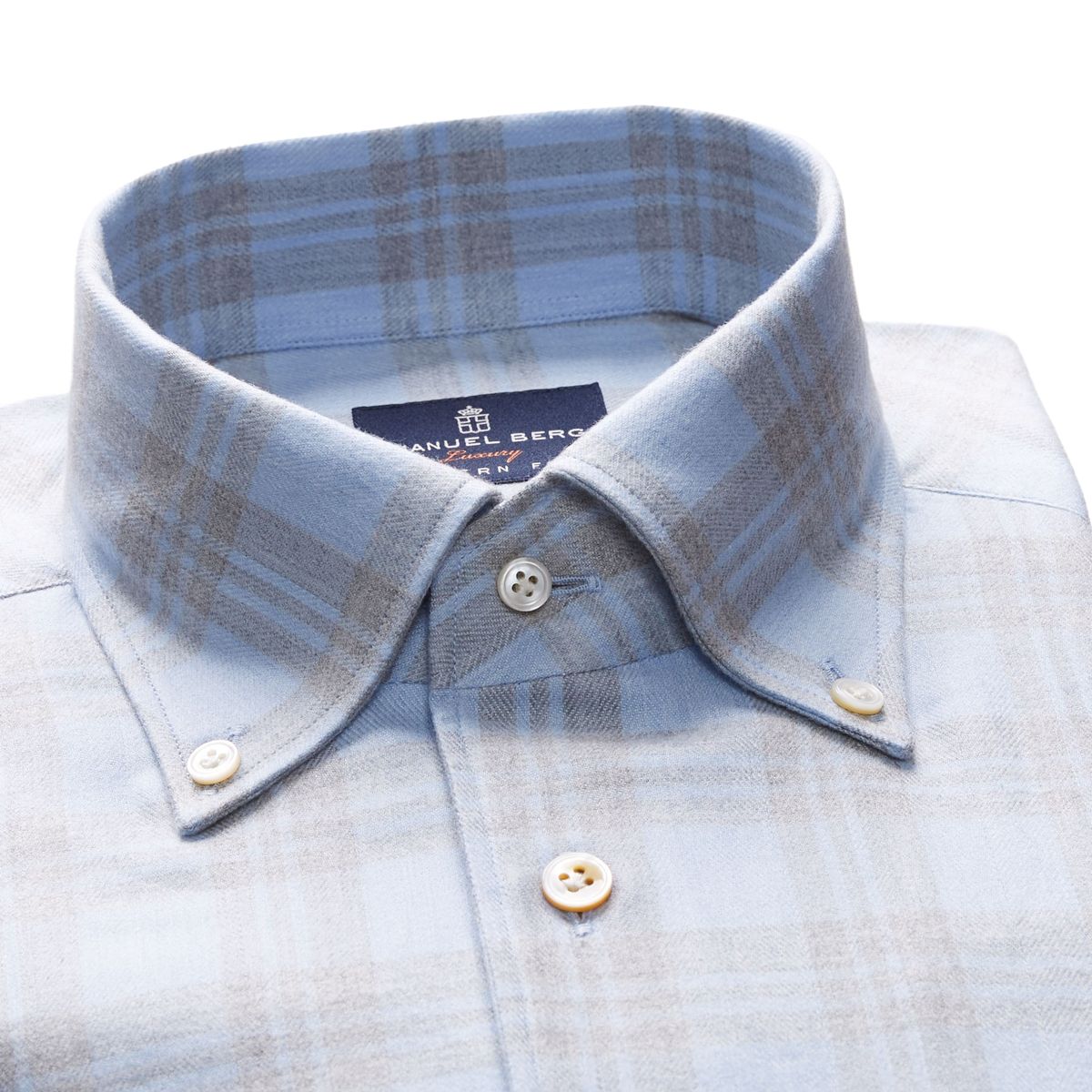 Emanuel Berg Modern Fit Brushed Dusty Plaid Flannel Shirt