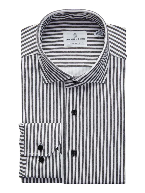 Emanuel Berg Modern Fit Hairline Stripe 4Flex Shirt