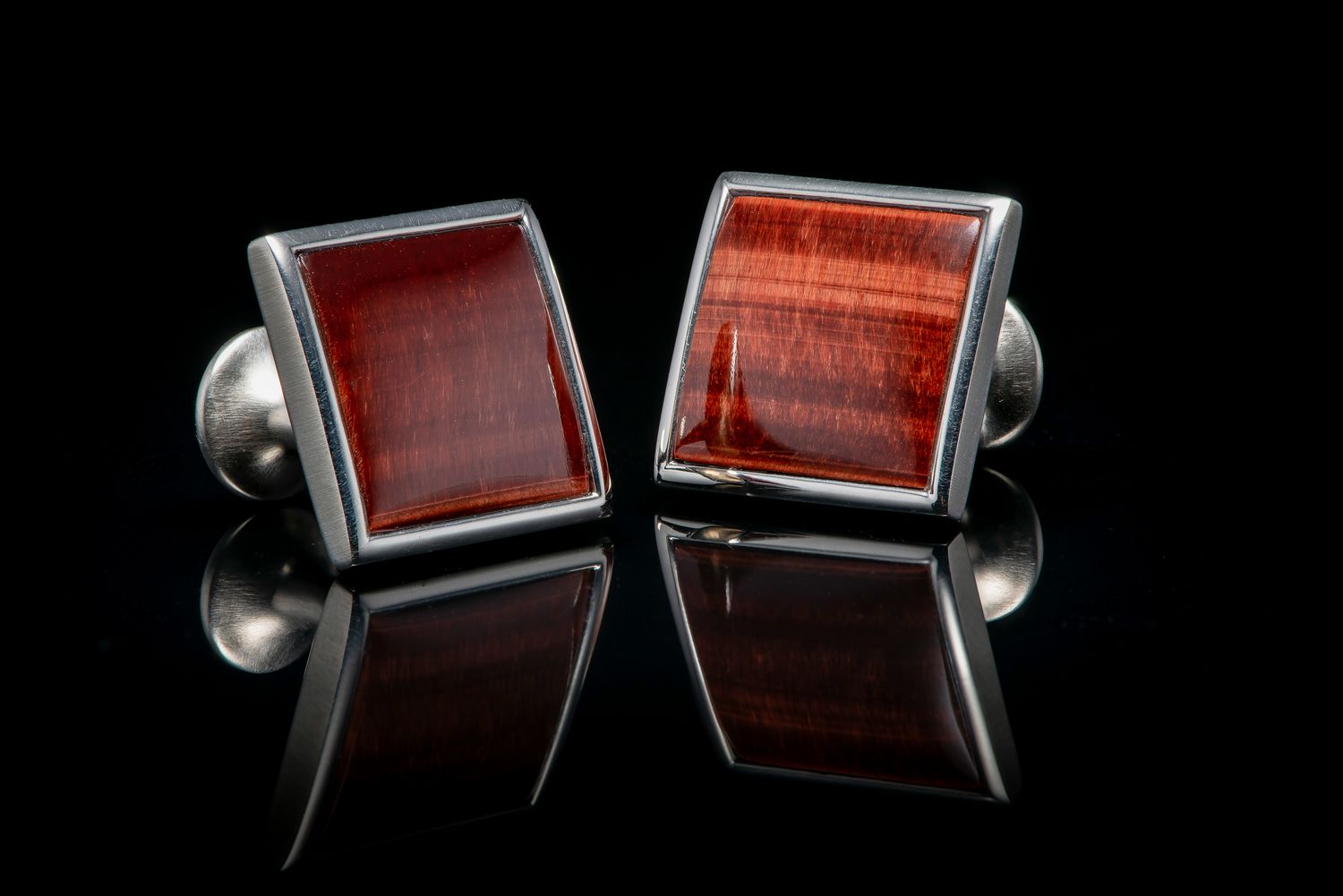 William Henry Red Tiger Eye Duo Cuff Links