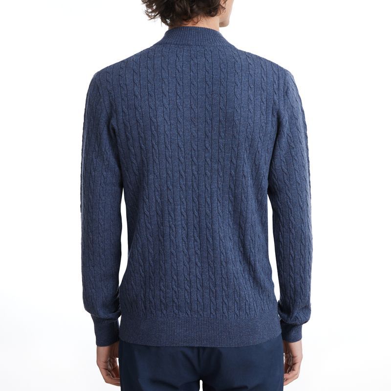 Emanuel Berg Cable Knit 1/4 Zip Merino Wool Sweater