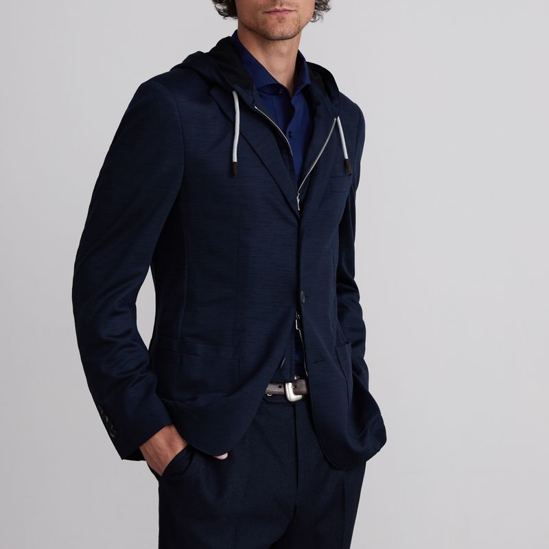 Emanuel Berg Jersey Wool Sport Coat w/ Zip Hood