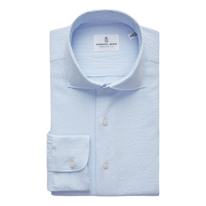 Emanuel Berg Modern Fit Solid Seersucker Shirt