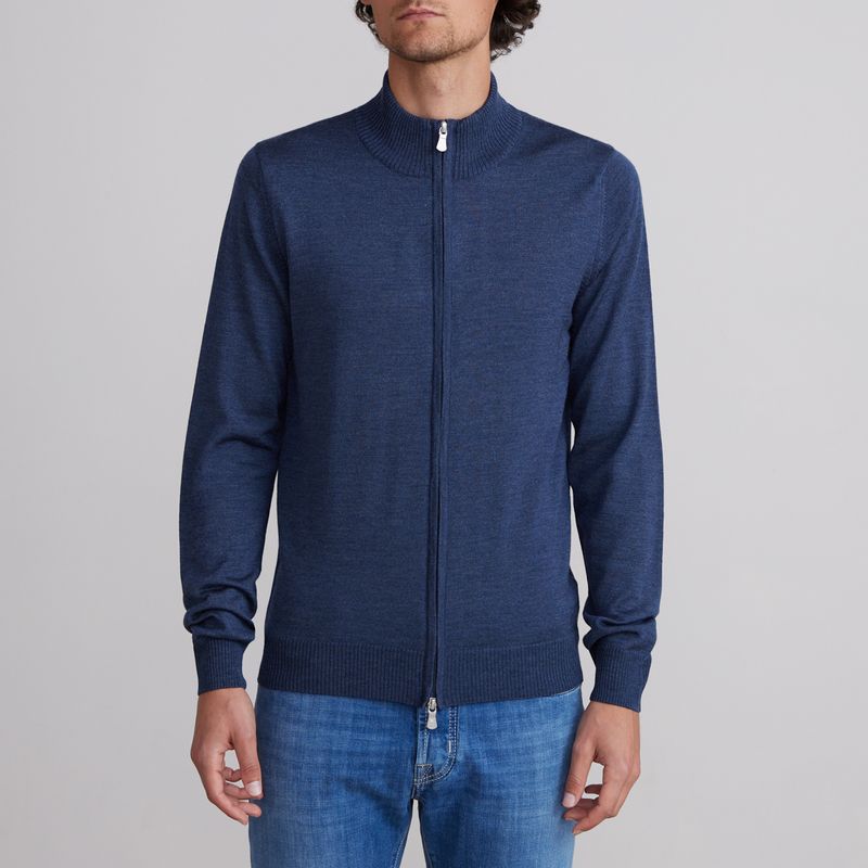 Emanuel Berg Merino Wool Full Zip Knit Cardigan