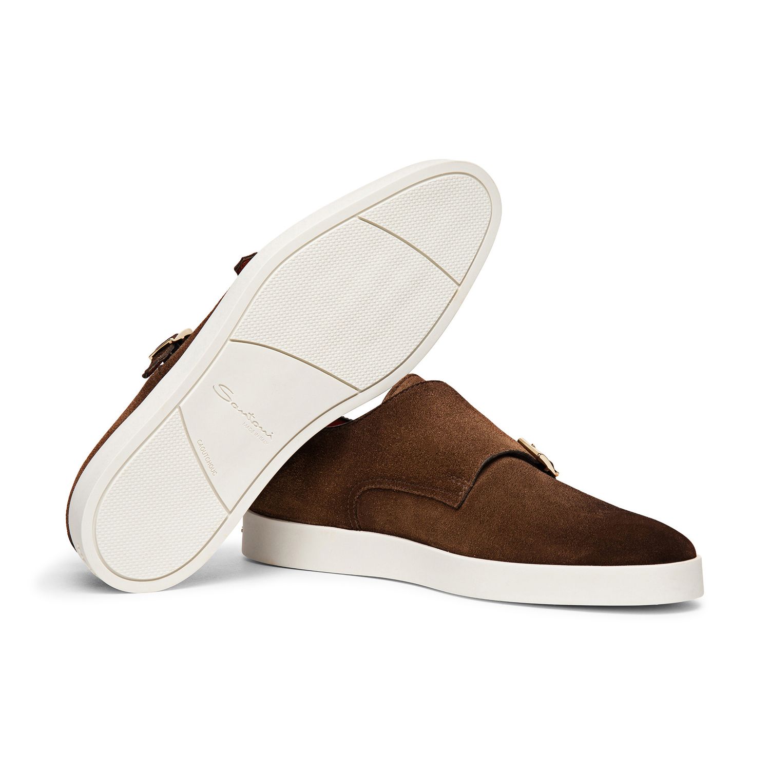 Santoni Suede Bankable Monk Strap Buckle Shoes