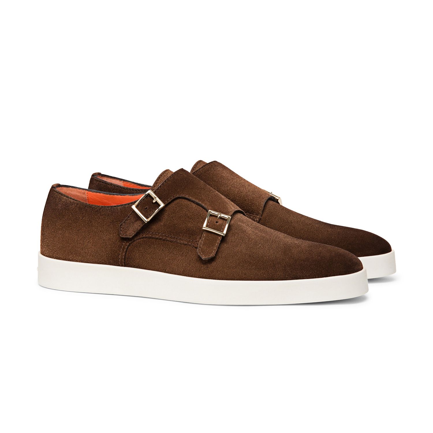 Santoni Suede Bankable Monk Strap Buckle Shoes
