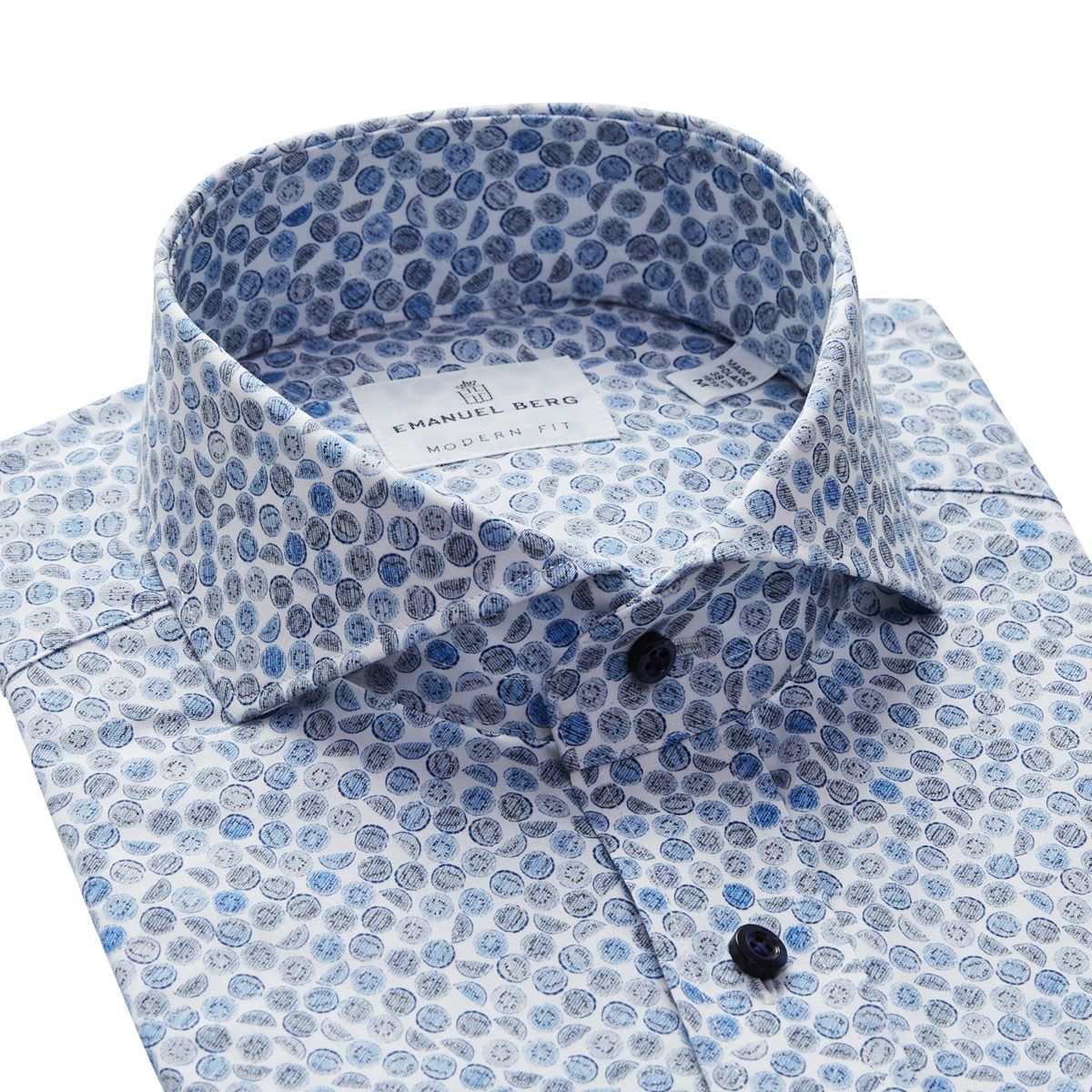 Emanuel Berg Modern Fit Two-Tone Circle Print Poplin 4Flex Shirt