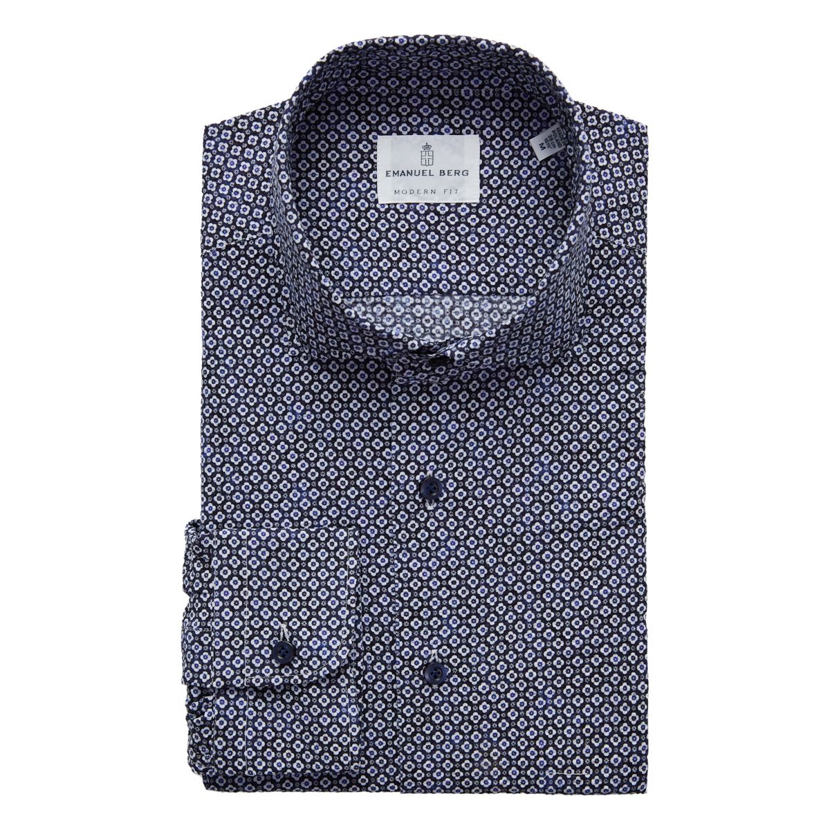 Emanuel Berg Modern Fit Floral Printed Seersucker Shirt