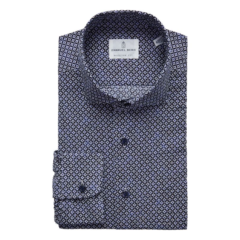 Emanuel Berg Modern Fit Floral Printed Seersucker Shirt