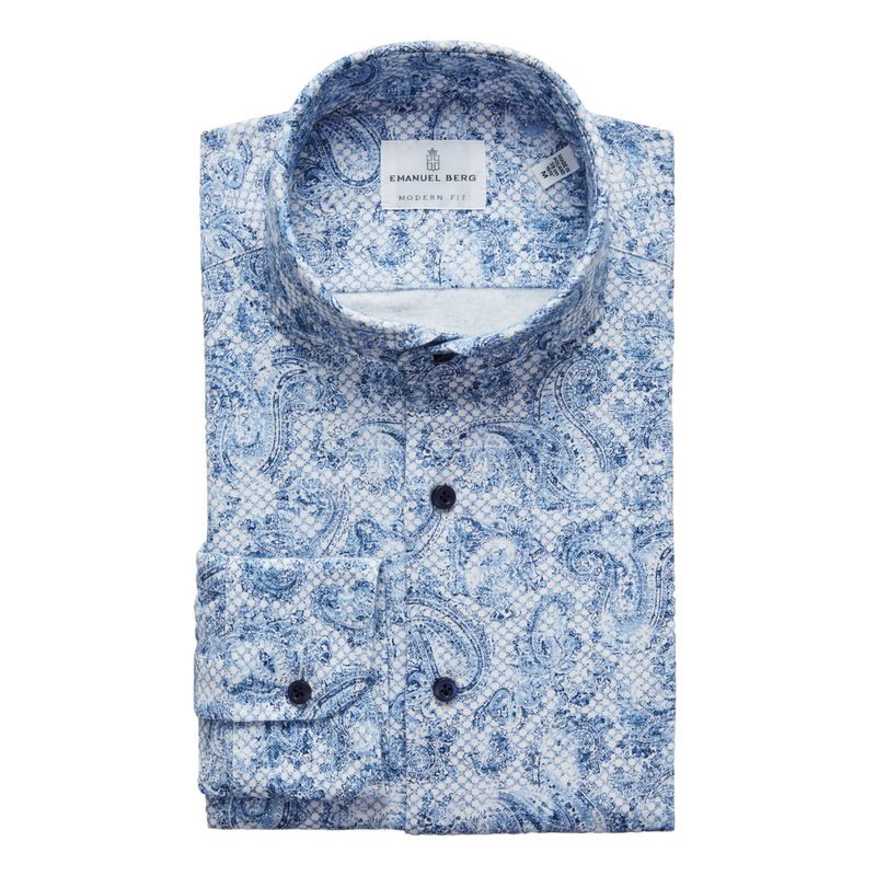 Emanuel Berg Modern Fit Dusty Paisley 4Flex Shirt