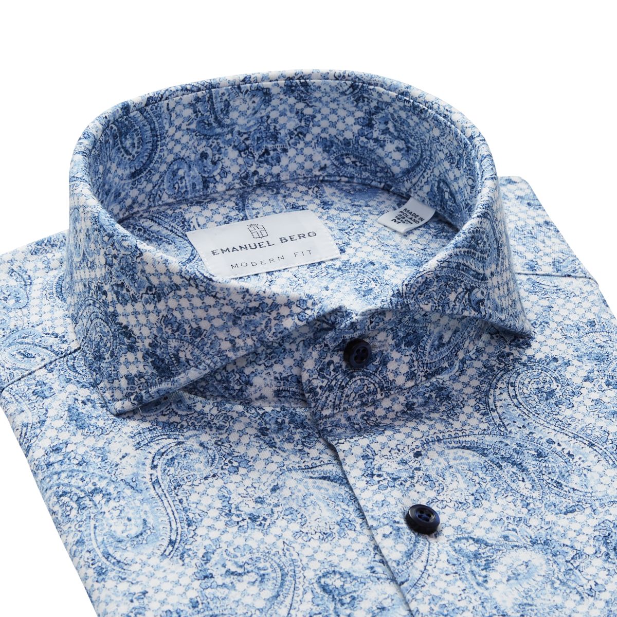 Emanuel Berg Modern Fit Dusty Paisley 4Flex Shirt