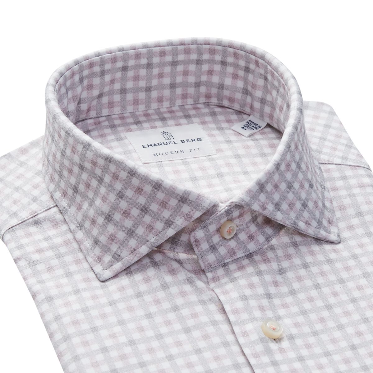 Emanuel Berg Modern Fit Check Print 4Flex Shirt