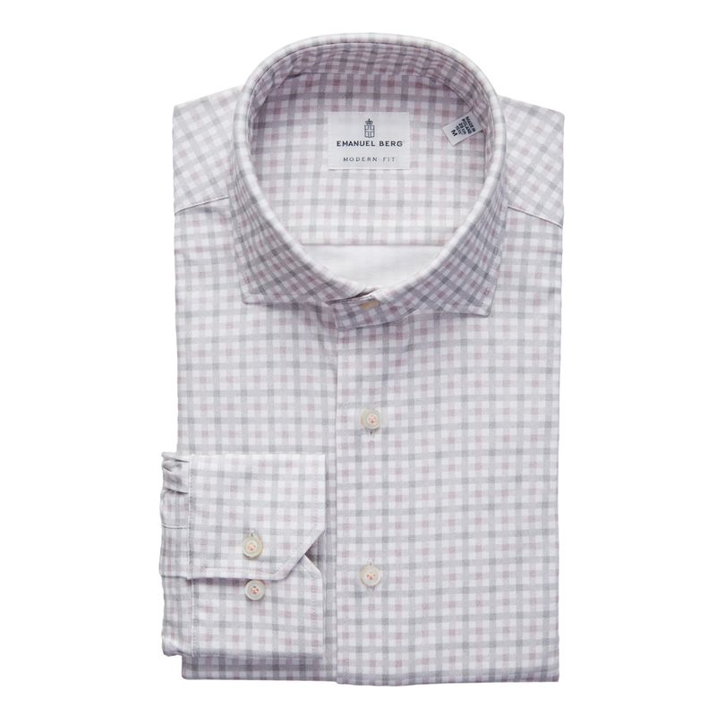 Emanuel Berg Modern Fit Check Print 4Flex Shirt