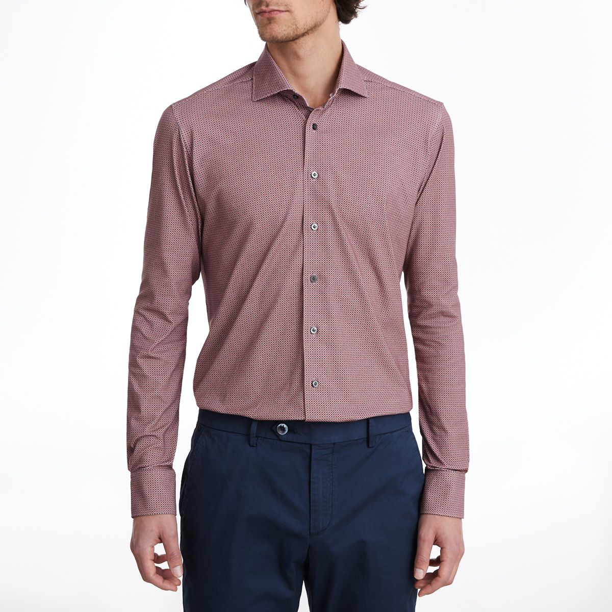 Emanuel Berg Modern Fit Micro Diamond Print 4Flex Shirt