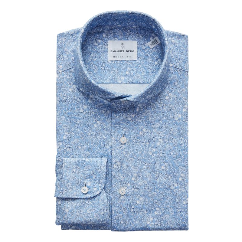 Emanuel Berg Modern Fit Floral Print 4Flex Shirt