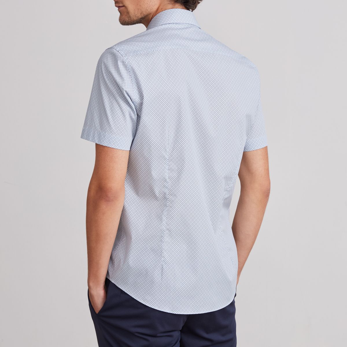 Emanuel Berg Modern Fit Micro Floral Poplin Short Sleeve Shirt