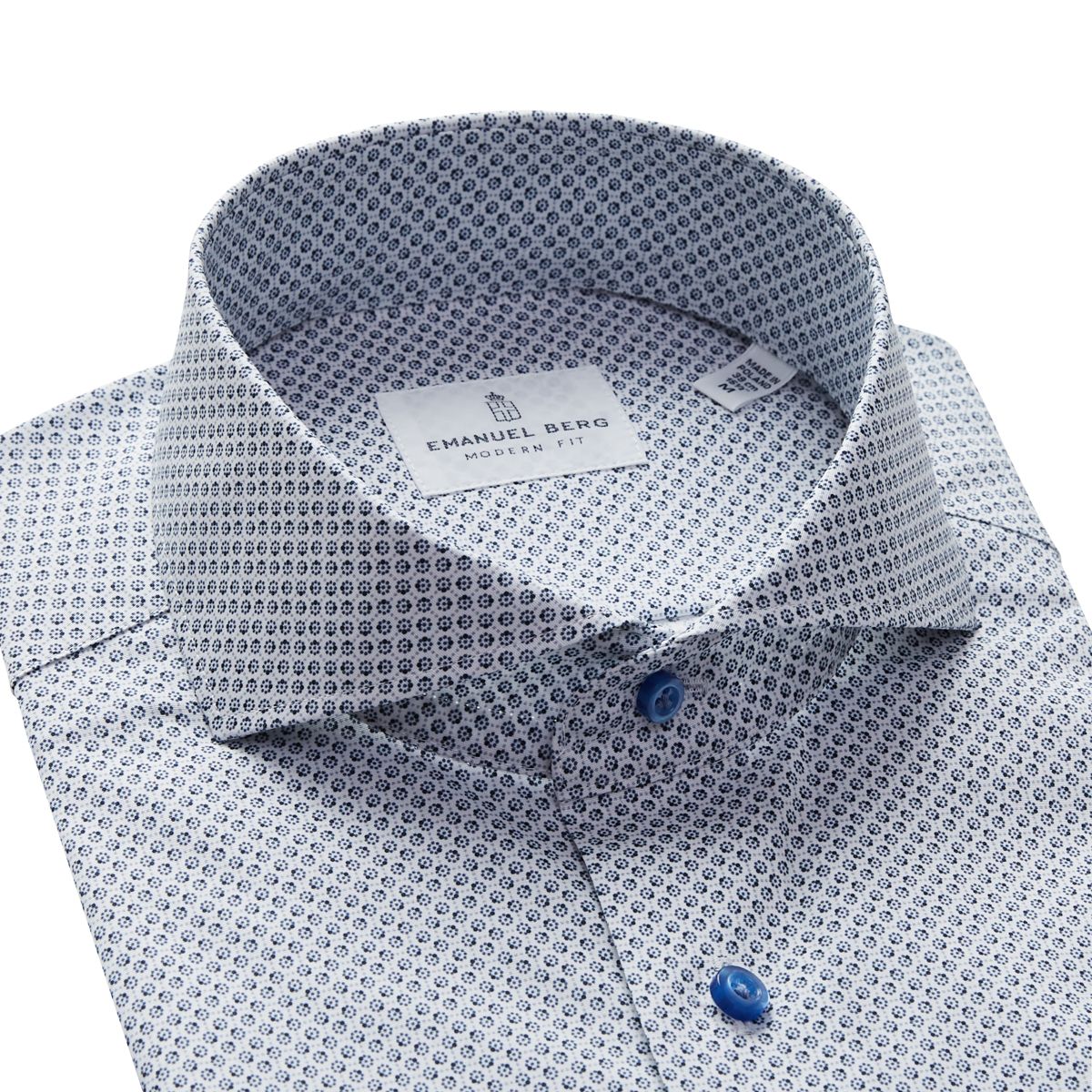Emanuel Berg Modern Fit Micro Floral Poplin Short Sleeve Shirt