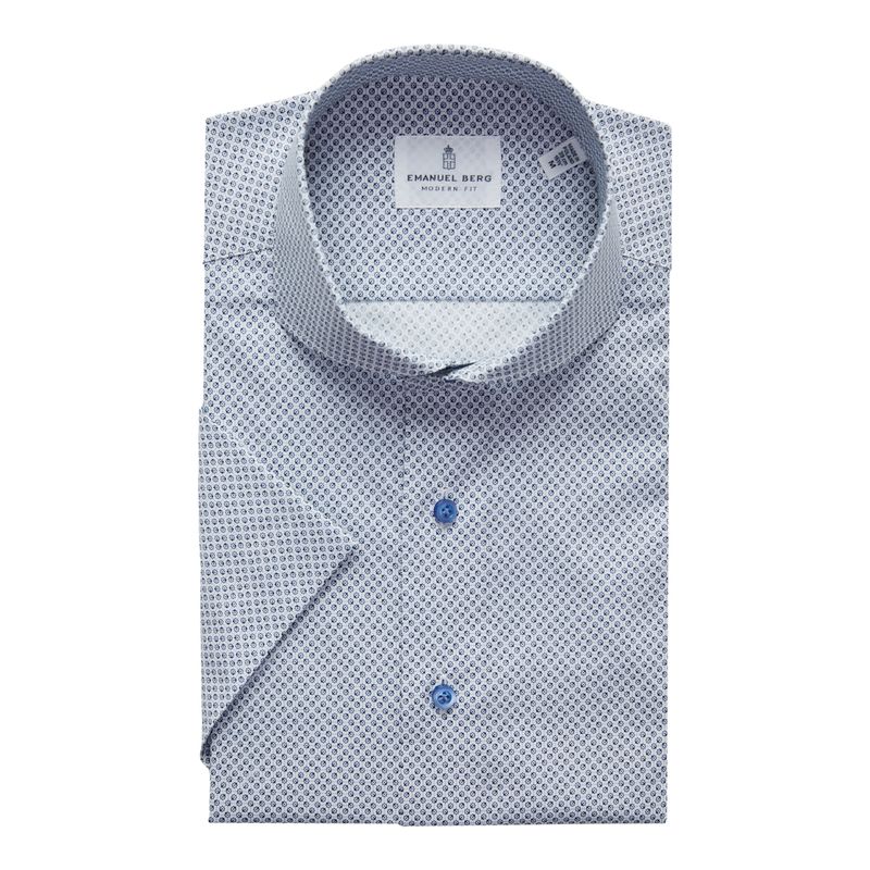 Emanuel Berg Modern Fit Micro Floral Poplin Short Sleeve Shirt