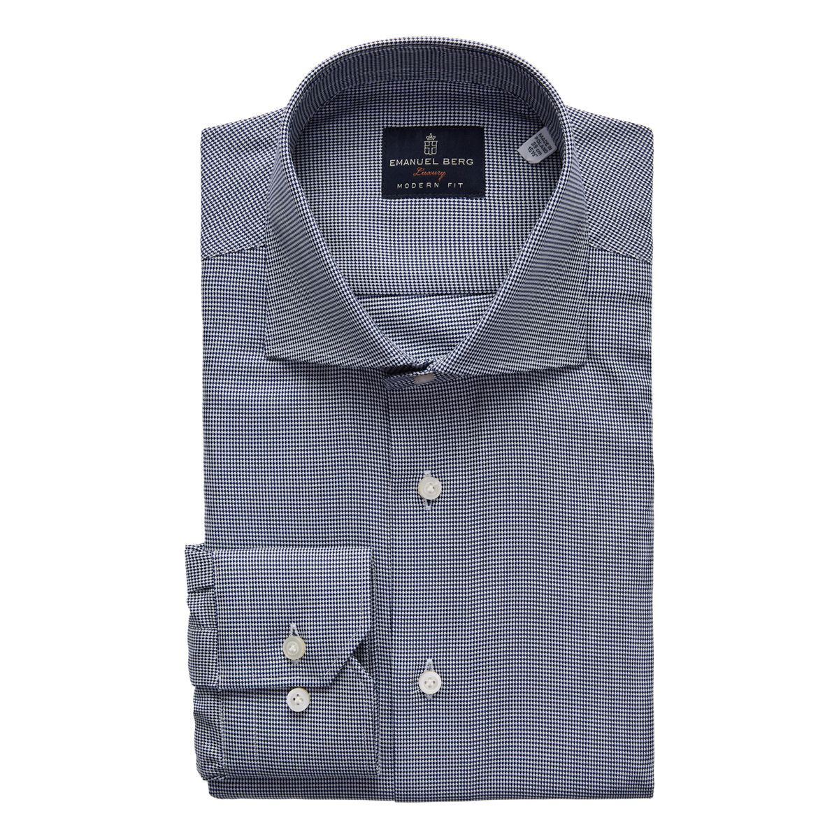 Emanuel Berg Modern Fit Houndstooth Performance Yarn Dress Shirt
