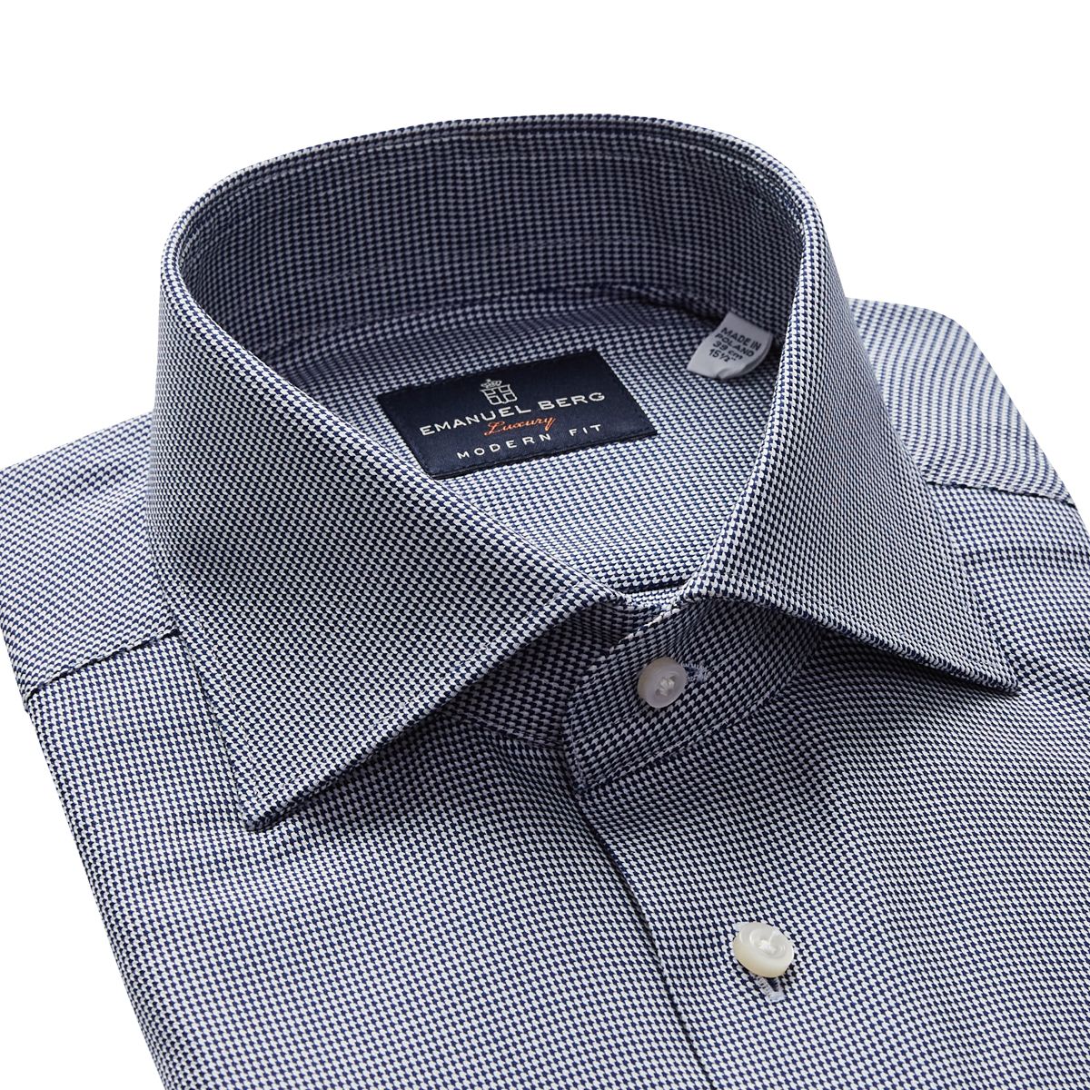 Emanuel Berg Modern Fit Houndstooth Performance Yarn Dress Shirt