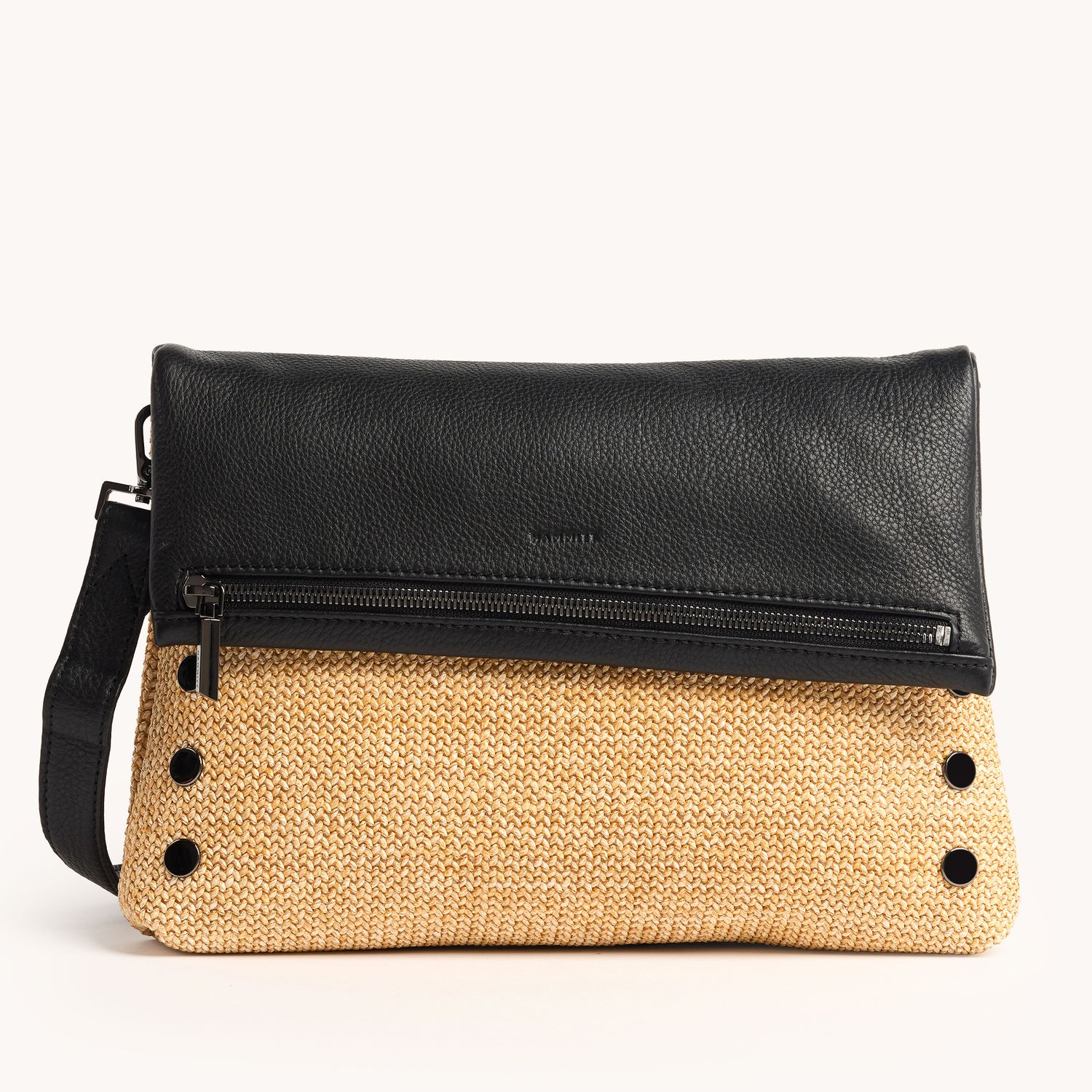 Hammitt VIP Large Crossbody Clutch Bag Chaparral Raffia/Gunmetal