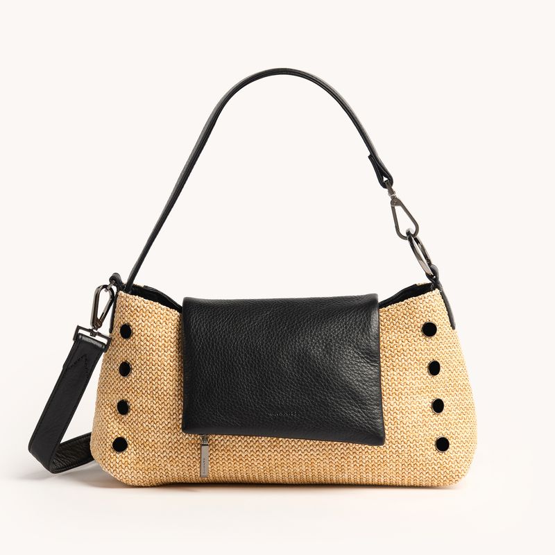Hammitt VIP Satchel Should Bag Chaparral Raffia/Gunmetal