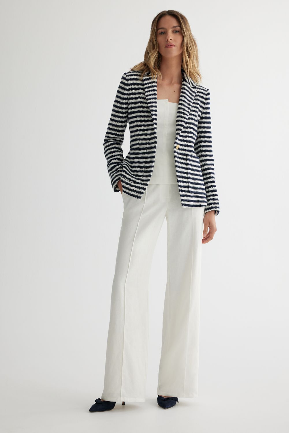 Iris Setlakwe Bar Stripe Notch Collar Jacket W/ Patch Pocket