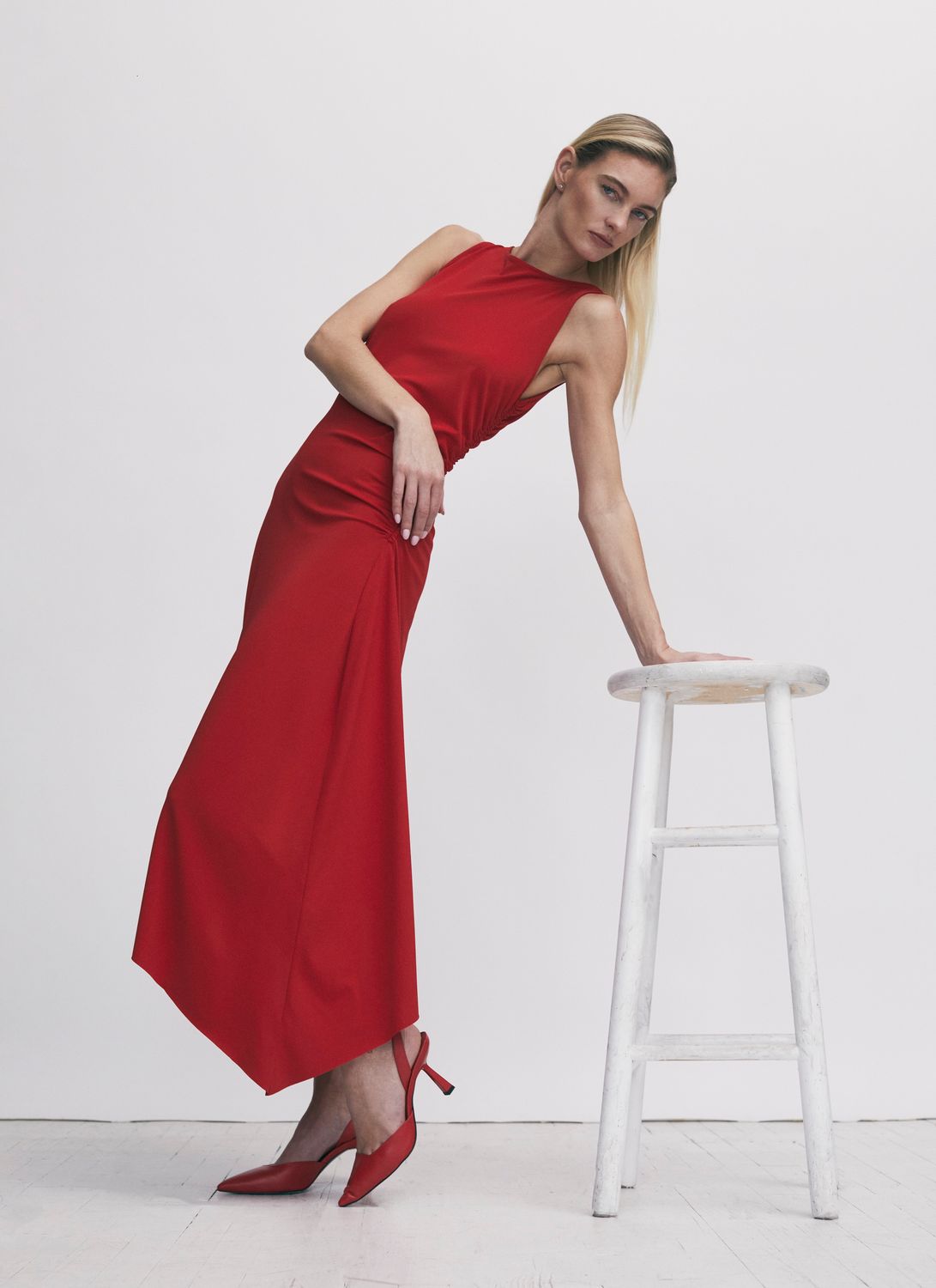 Iris Setlakwe Asymmetric Gathered Midi Dress