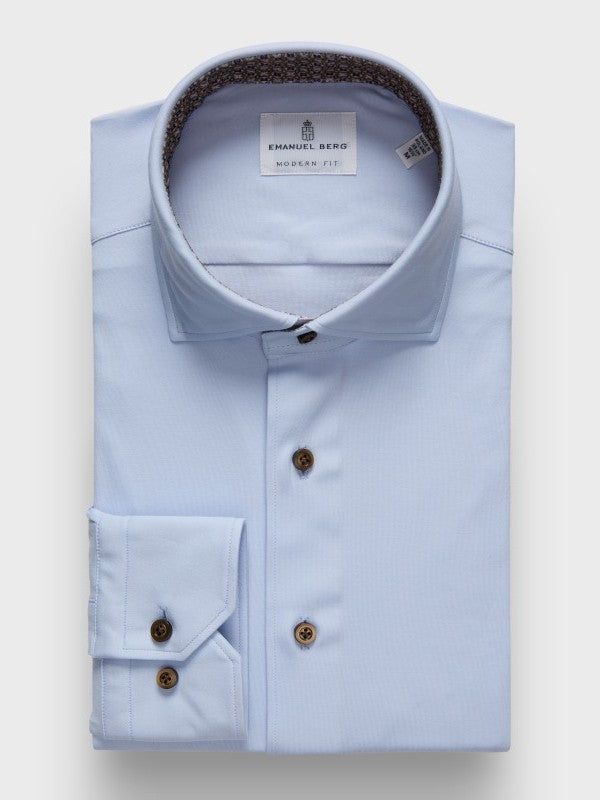 Emanuel Berg Modern Fit Stretch Knit Contrast 4Flex Shirt
